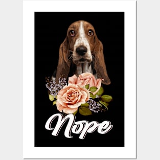 Gentle Giants Basset Hound NOPE, Stylish Statement Tee Extravaganza Posters and Art